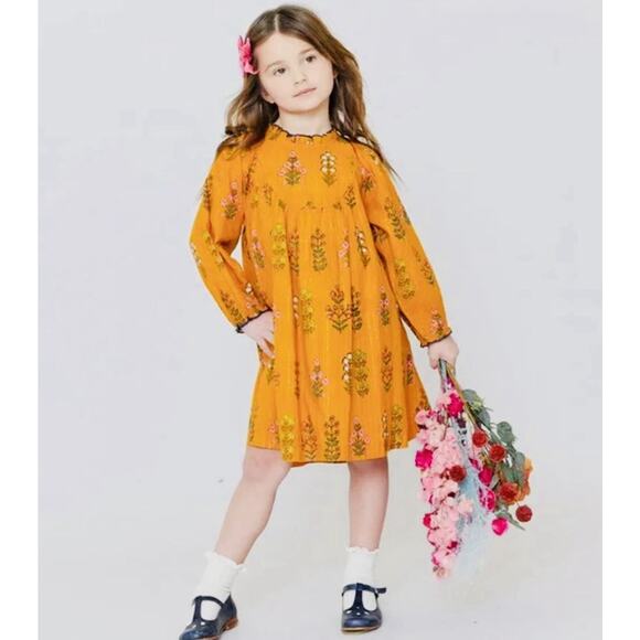 Pink Chicken Girls Size 7 Brayden Dress Gold Field Floral New Fall - Picture 1 of 9
